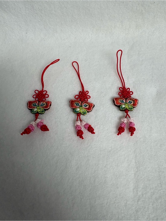 Accessories - Set of 3 Red Butterfly Korean Mini Norigae Knot Tassel